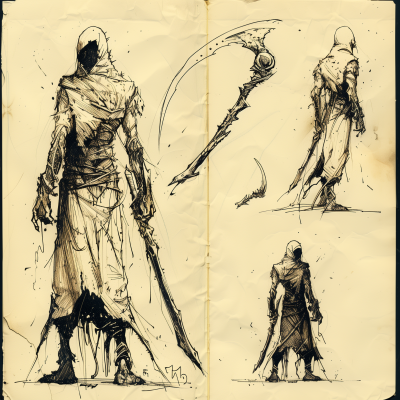 Scythe Spine Design Sheet Sketch