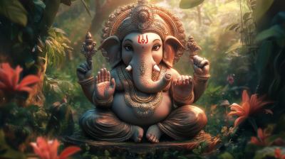 Traditional Indian Lord Ganesha Illustration