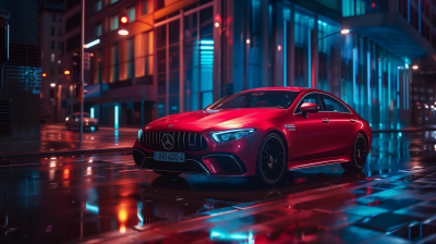 Sleek Mercedes in Night Scene