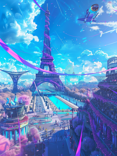 Colorful Anime-Inspired Olympic Scene