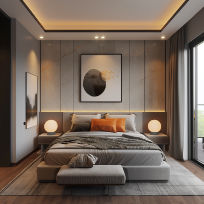 Modern Warm Minimalist Bedroom