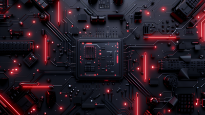 Dark 2D Minimalist Electronic Circuit Board