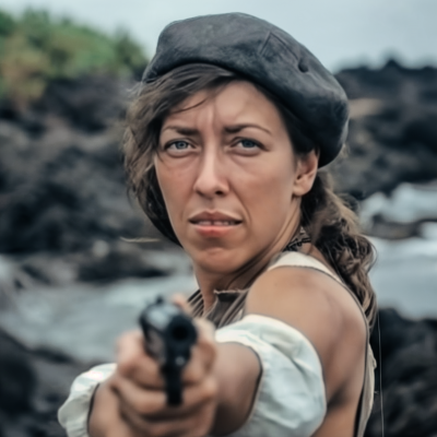 Cinematic German Woman from 1920s at Galapagos Islands