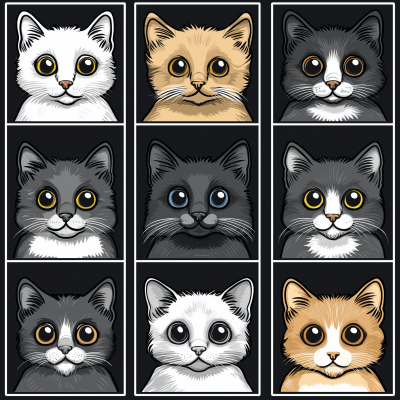 Symmetrical Cat Illustrations