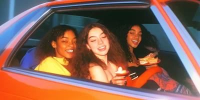 Girls in Red Car