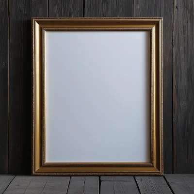 Empty Gold Picture Frame on Wall Mockup