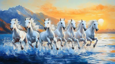 Seven Running Horses Painting