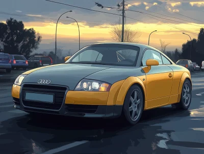 Pixel Art Audi TT on Road