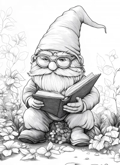 Adorable Gnome Coloring Page