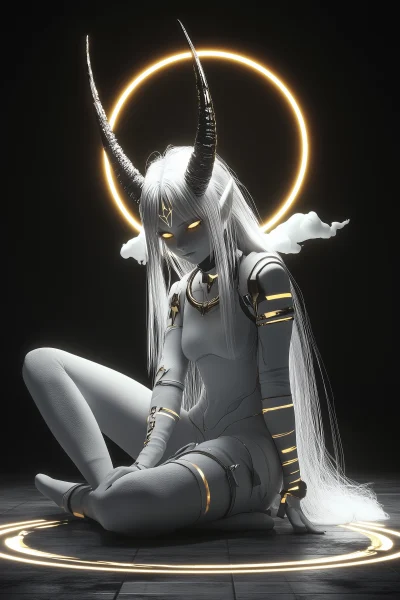 Anime Style White Demon Girl