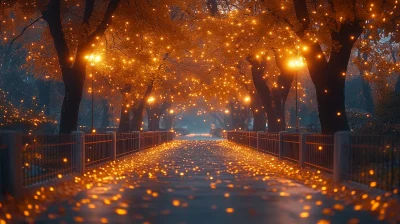 Glowing Trees Path in the Park