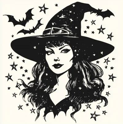 Cartoon Witch Sticker Design