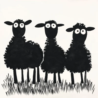 Naive Art Sheep Silhouette