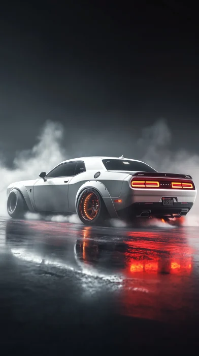 Black and White Dodge Challenger Car Drawing