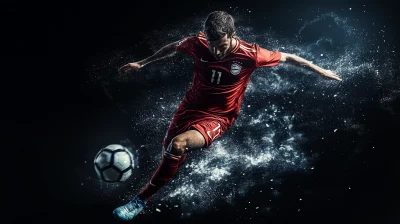 Soccer player in dynamic lighting