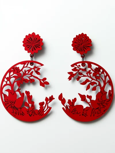 Red Paper Cut Earrings