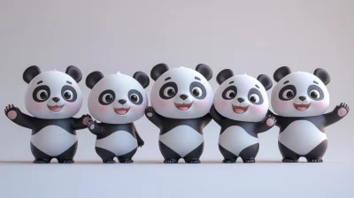 Adorable 3D Pandas Characters