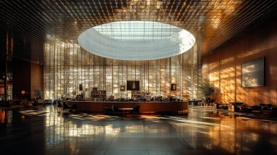 Architectural Lobby with Circular Hole in Ceiling