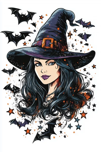 Cartoon Witch Sticker Design