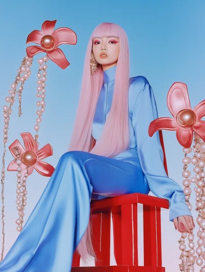 Japanese Pop Singer in Blue Pajama