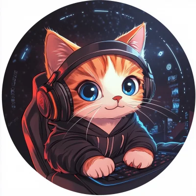 Adorable Gamer Cat Artwork