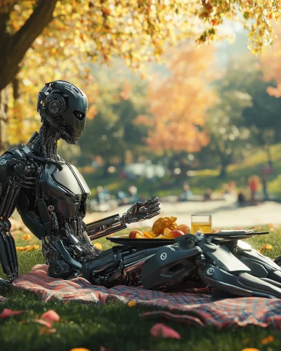 Cyborg Picnic in Park