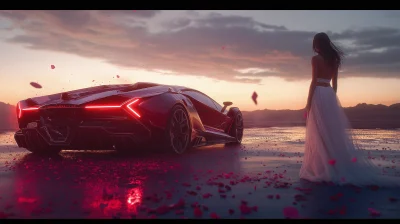 Futuristic Cinematic Car Shot in the Desert