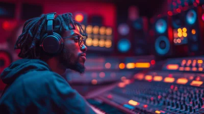 Man Enjoying Music in Retro Music Studio