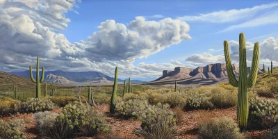 Desolate Cactus Flats Painting