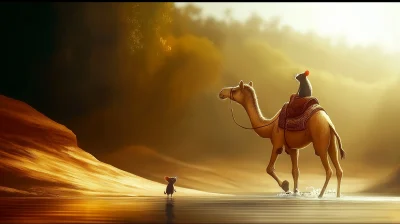 Camel and Mouse by the River