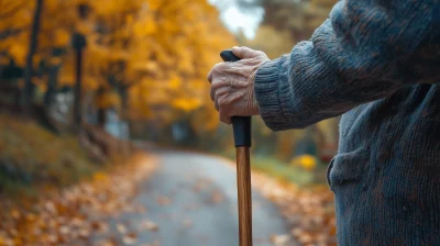 Elderly Man with Walking Stick