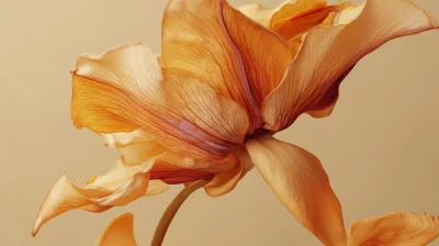 Orange Flower with Golden Leaves