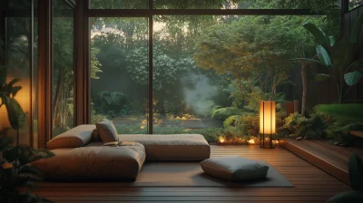 Cozy Indoor Seating Area at Dusk