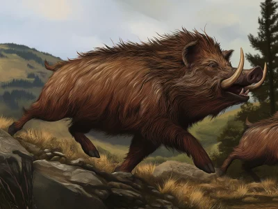 Fantasy Wild Boar Oil Painting