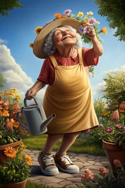 Sweet Granny Dancing in Garden