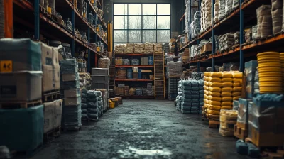 Construction materials storage in a warehouse