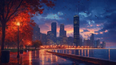 Chicago Night in Autumn