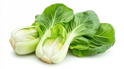 Chopped Bok Choy on White Background