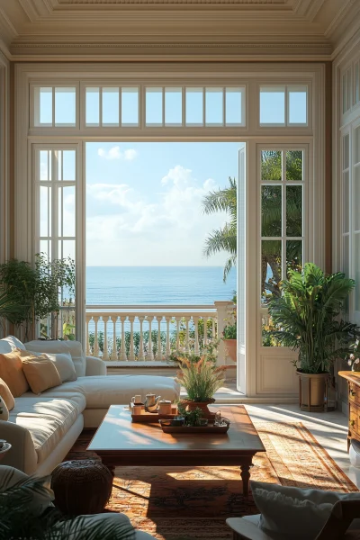 Cozy Living Room with Balcony View