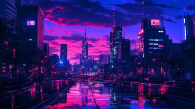 Cyberpunk Neon Dystopia Artwork