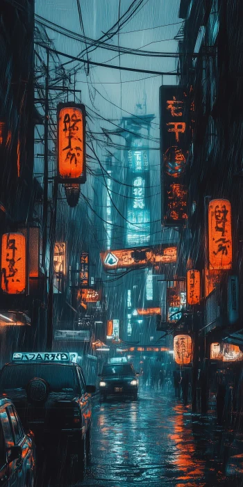 Blade Runner Inspired City Street at Night