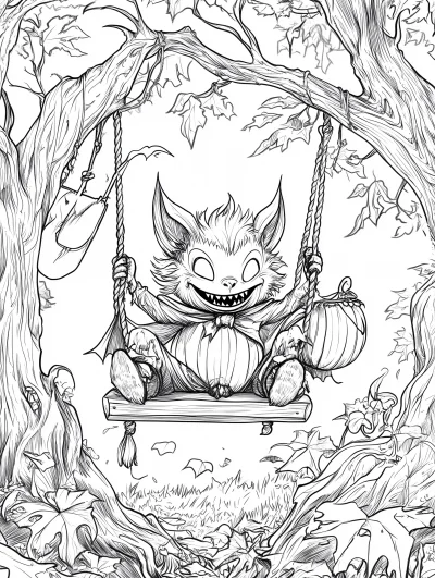 Cute Halloween Vampire on Swings