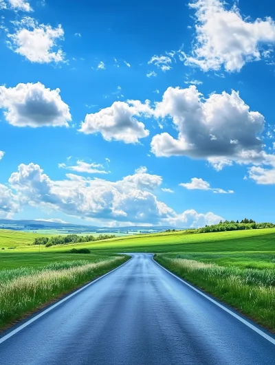 Endless Road in Blue Sky