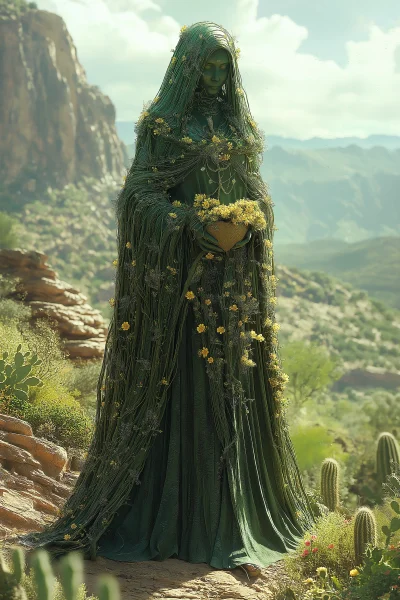 Mystical Cactus Figure in the Desert