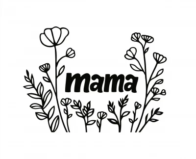 Minimalistic Mama Logo with Wild Flowers