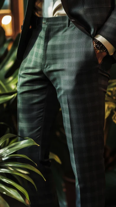 Luxurious Men’s Suit Trousers in Forest Green