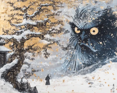 Mythological Ghost in Snowy Winter Setting