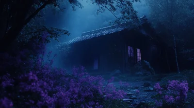 Japanese Traditional Landscape at Night