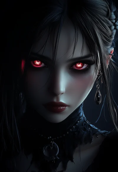 Dark Gothic Anime Girl Illustration