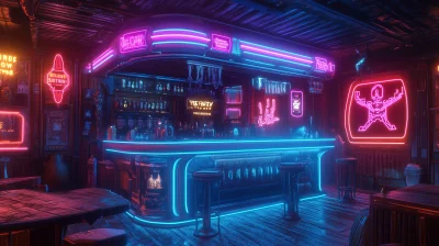 Sci-Fi Neon Old West Bar